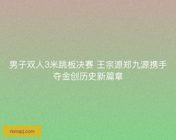 男子双人3米跳板决赛 王宗源郑九源携手夺金创历史新篇章